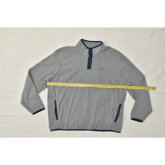 Eddie Bauer Men's Gray Fleece Snap Mock Neck Pullover Regular Size 2XL Polyester - Picture 3 of 8